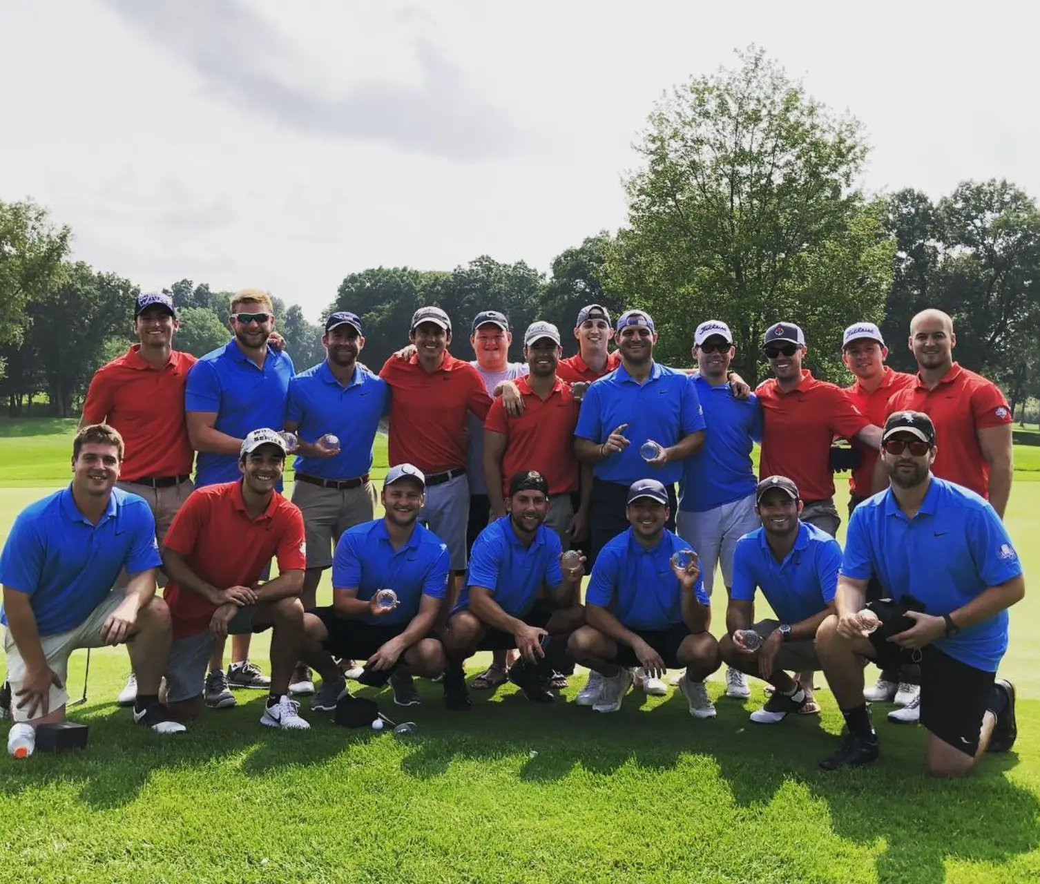 Friends enjoying a golf tournament together